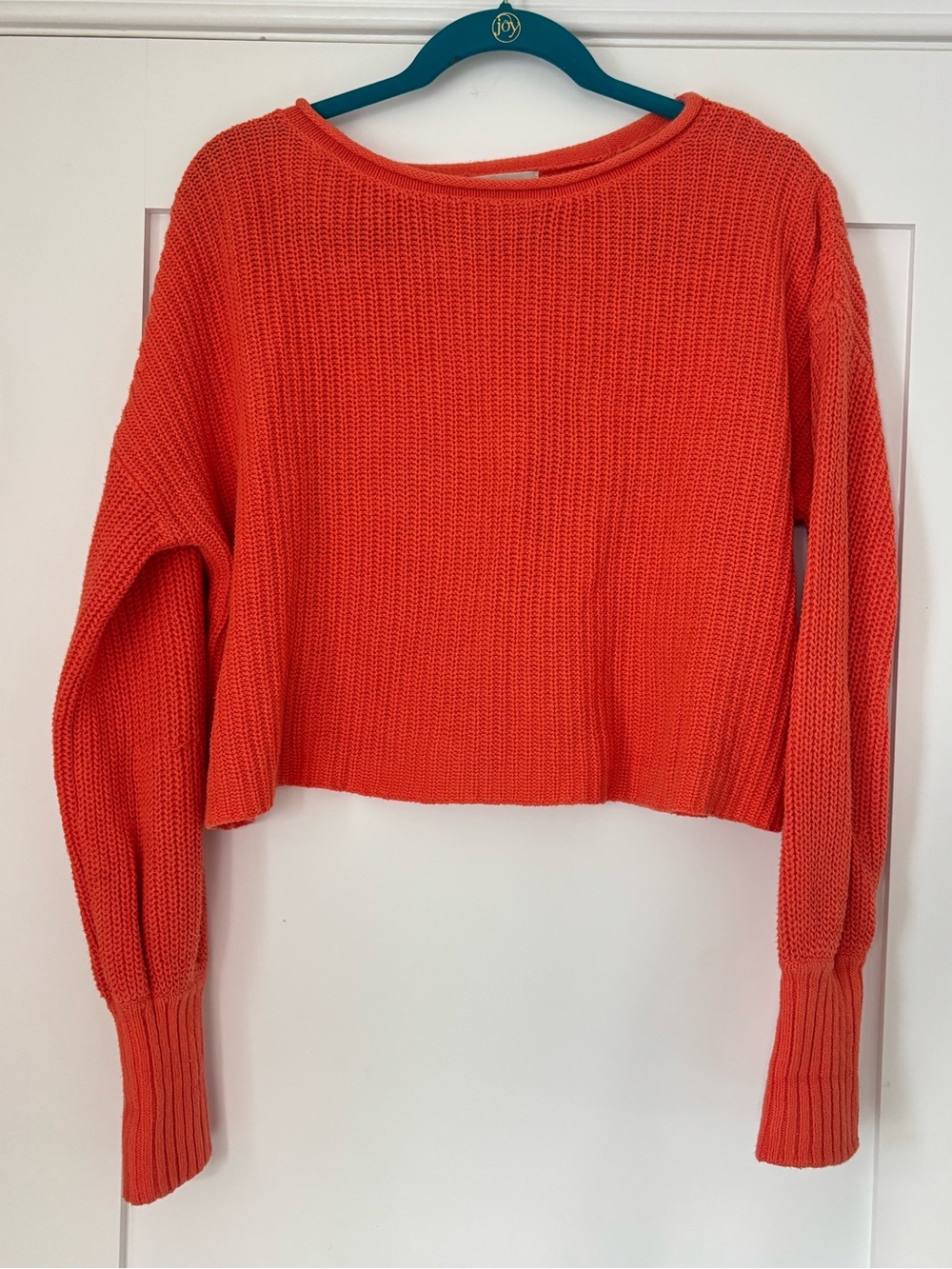 Urban Outfitters Orange Cropped Knit Sweater Women’s Small Cozy Fall Pullover